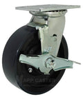 Toolbox, Job Box & Gangbox 6" Polyurethane on Heavy Duty Iron Core Caster with brake, 5000 lb Capacity, silver and black