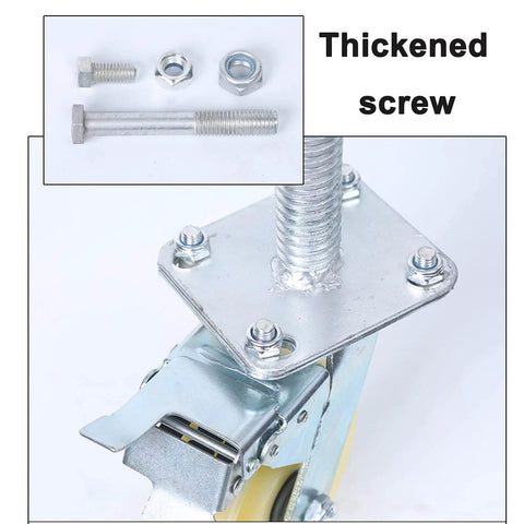 Thickened screw and adjustable stem of Heavy Duty 6 Inch Locking Swivel Caster Wheels for Scaffolding with brakes