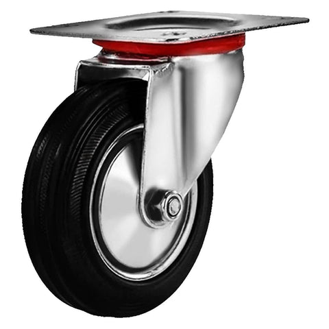Close-up of a 3 Inch Heavy Duty Swivel Caster Wheel with rubber base, top plate, and double ball bearings, 250lb capacity.