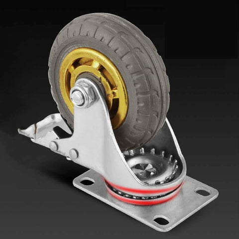 Heavy Duty Swivel Rubber Plate Caster Wheel, Industrial Furniture & Workbench Castor with Tire Tread, Silent Double Bearing Design