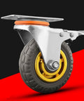 Heavy Duty Swivel Rubber Plate Caster Wheel with brake and tire tread, featuring a silent double bearing design, suitable for industrial furniture.