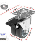2 Inch Heavy Duty Swivel Casters Set Of 4 With 2 Locking Brakes, Screws Included, Up To 880 Lbs Capacity Per Set, side view