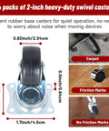Heavy Duty Swivel Caster Wheels 24 Pack 2 Inch Rubber Base With Top Plate And Bearing Each Wheel Supports 25KG close-up view