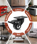 Two Inch Heavy Duty Caster Wheels Set Of Four With Brakes Locking Industrial Swivel Top Plate Casters for various furniture and equipment