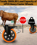 Heavy Duty Swivel Caster Wheels Set Of 4 With 6 Inch Wheels Silent Operation And Double Locking For 2800 Lbs Capacity