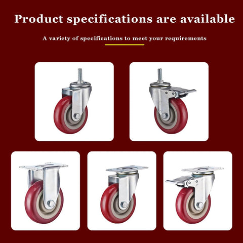 2.5 Inch Heavy Duty Swivel Caster Wheels Set of 4 with Brake, Locking Bearing Top Plate Casters, Polyurethane Wheels showcased
