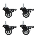 Four Pack 1.5 Inch Heavy Duty Caster Wheels Swivel Casters With Brake And M8 Threaded Stem Load Capacity 50 Kg Per Wheel
