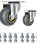 Heavy Duty Swivel Industrial Plate 3 Inch Rubber Casters No Noise Wheels Set Of 2 For Cart And Furniture With Pre Drilled Plate Mount And Precision Ball Bearing For Smooth Weight Distribution And 200 Lbs Per Wheel with mounting bolts