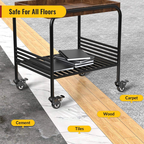 Cart with 2 Inch Stem Caster Wheels Total Locking Set of 8 Heavy Duty Swivel Casters on cement, tiles, wood, and carpet flooring.