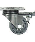2.5 Inch Heavy Duty Plate Casters With 360 Degree Swivel Top Plate Nylon Wheels 1500 Lbs Load Capacity, side view with brake