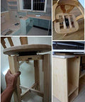 Heavy Duty Square Swivel Plate Replacement installed on wooden bar stool and furniture, showing robust steel plate with ball bearings.