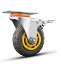 Heavy Duty Swivel Rubber Plate Caster Wheel, Industrial Furniture & Workbench Castor with Tire Tread, 200kg Load, side view