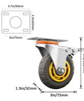 Heavy Duty Swivel Rubber Plate Caster Wheel, industrial furniture castor with tire tread and dimensions, side view