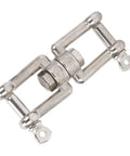 Stainless steel double-ended swivel shackle with central bolt and nut for marine use (10mm)