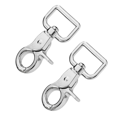 Heavy Duty Swivel Snap Hooks 2.24 Inch Length With 360 Degree Tangle Free Swivel Pack Of 10 for leashes, showing two metal hooks