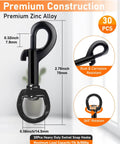 Heavy Duty 2.75 Inch Swivel Snap Hooks 30 Pack Rust Resistant Clips For Flagpole Rope Keychain Camera Strap Pet Leash
