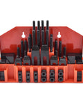 Heavy Duty 58 Piece T Slot Hold Down Clamp Kit Pro Grade For Milling Machines Seven Sixteenth Inch Set displayed in storage box