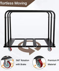 Heavy Duty Folding Table Cart For Moving Tables, 1800 Lb Capacity, Adjustable Drywall Dolly With 5 Inch PU Swivel Wheels