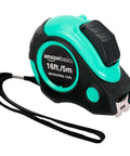 Heavy Duty Tape Measure - 16 ft / 192 in, Turquoise, with black grip and wrist strap