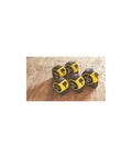 Five Heavy Duty Tape Measure, 25-Foot (33-725) on wooden surface, showing yellow high-impact cases and BladeArmor protection.