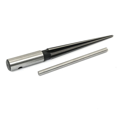 Heavy Duty Workhorse T Handle Tapered Reamer Tool With Six Flutes for bridge pin hole reaming, metal body, detached handle shown.