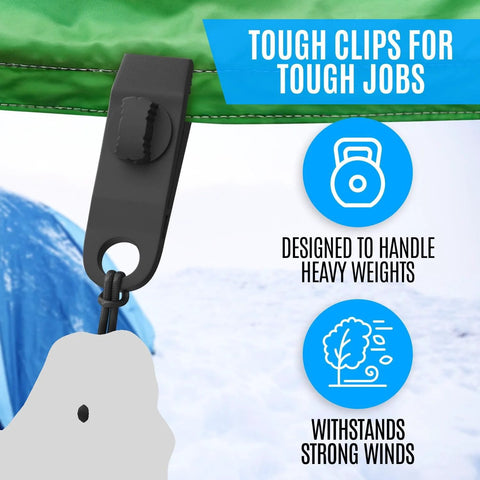 24 Pack Heavy Duty Tarp Clips With Lock Grip And Tarp Tie Downs Bungee Cords With Balls, securing tarp in wind.