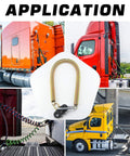 Two Pack 25 Inch Heavy Duty Tender Spring Kit For ABS Air Lines And Hoses On Semi Trucks Trailers And Tractors With Hook And Hose Holder Keeps Lines Clear And Protected From Ground Drag installed on semi trucks and trailers.