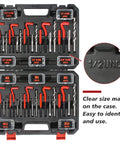 Heavy Duty Thread Repair Kit For Automotive And Plumbing, 261 Piece HSS Drill Helicoil Set, case with size marking and tools.