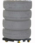 ✝️ Heavy Duty Tire Dolly - 300 lb Capacity Rolling Wheel Dolly with 4 Swivel Casters transporting stacked tires in garage or shop.