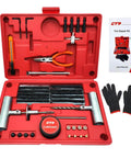 Heavy Duty Tire Plug Kit With 68 Piece All In One Universal Tire Repair Set for Flats on Various Vehicles, Includes Tools, Gloves