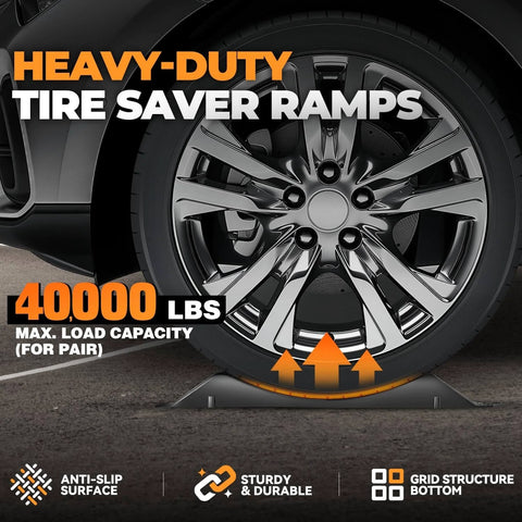 Tire Saver Ramps With Interlock Anti Slip Design For Cars And Trucks Heavy Duty Wheel Chocks For Tire Prevention And Vehicle Storage