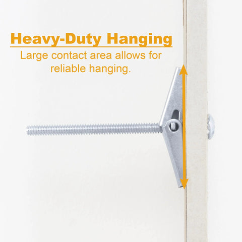 Heavy Duty Butterfly Anchors Kit With Toggle Bolts And Screws side view, showing toggle bolt behind drywall with large contact area description