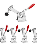 Beefy 220 Lbs Heavy Duty Toggle Clamp 201B Set 5 Pack Quick Release Horizontal Hold Down Clamps with zinc finish and rubber tips.