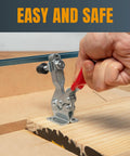 Hand using Ten Pack Heavy Duty Hold Down Toggle Clamps With 500 Pound Capacity For Woodworking Jigs And Fixtures Powertec 225D