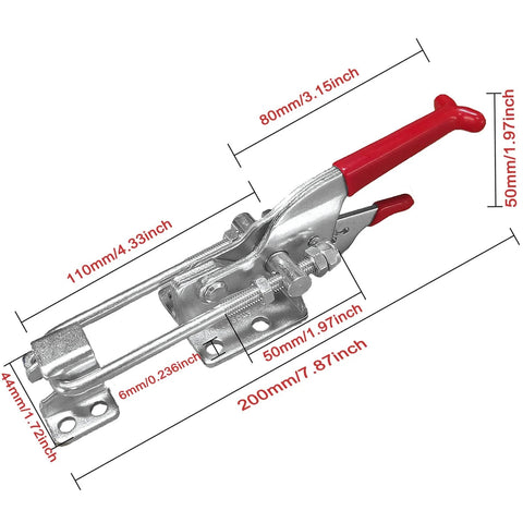 Heavy Duty Toggle Clamp Latch U Bolt Self Lock 2000 Lbs Holding Capacity Adjustable Machines Smoker Lid Tire Carrier with measurements