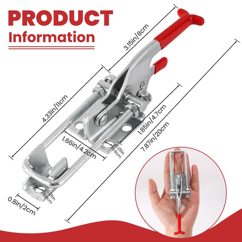 8 Pack Heavy Duty Toggle Clamp Latches 431 Type Up To 2000 Lbs Holding Capacity, adjustable U bolt, hand holding latch