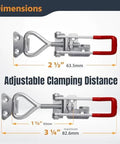 Heavy Duty Toggle Clamp Latch Set 4 Pack With 1320 Lbs Holding Capacity showing adjustable clamping distance, red handle, and steel build.