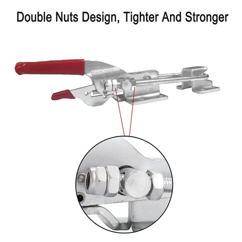 Heavy Duty Toggle Clamp Latch U Bolt Self Lock 2000 Lbs Holding Capacity Adjustable Machines Smoker Lid Tire Carrier with double nuts design.