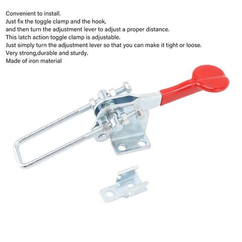 Heavy Duty Toggle Clamp Latch With 90 Degree Adjustable Pull And Quick Release Hasp, iron material, side view