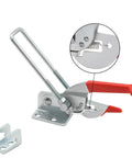 Heavy Duty Toggle Clamp Set 2000Lbs Cam Lever Latch with red handle, detail of latch mechanism