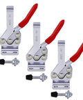 Heavy Duty Toggle Clamp Set Three Piece 500 Lb Holding Capacity Quick Release Horizontal Clamp 225D Large Hold Down Clamp With Antislip Rubber Tips