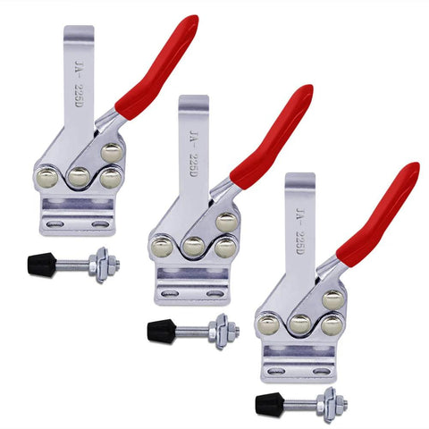 Heavy Duty Toggle Clamp Set Three Piece 500 Lb Holding Capacity Quick Release Horizontal Clamp 225D Large Hold Down Clamp With Antislip Rubber Tips