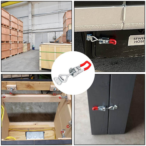 25 pack heavy duty toggle latch clamps deliver 330 lb holding power for wood boxes and woodworking projects, crafted from galvanized carbon steel for rust resistance, durability, and secure closures used on various surfaces and projects.