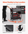 Heavy Duty 5 Tier Rolling Tool Cart With 400 Lb Capacity, Locking Drawers, Pegboard Side Panels, And Smooth Glide Drawers For Garage, Workshop Or Repair Shop VEVOR with 360-degree rotating wheels