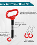 5/8 Inch Trailer Tow Hitch Pin Clip Kit With 4 R Clips, rubber coated handle, alloy steel material, shown with spare pins