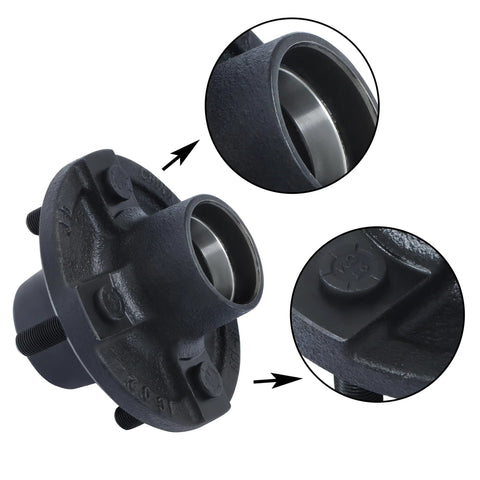 Heavy Duty Eight Set Four On Four Trailer Hub Kit With BT8 Spindle And Seven Piece Bearing Kit For 2000 Pound Axles close-up view