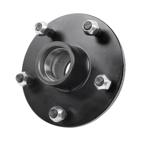 Close-up of Heavy Duty Trailer Hub Kit Replacement For 3500 Lb 84 Spindle Fits Five On Five Point Five Inch Wheels, iron construction.