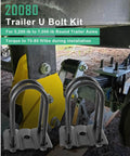 Durable trailer U bolt kit for 5200-7000 lb round axles, 3 inch beam diameter installed on leaf spring system with torque details