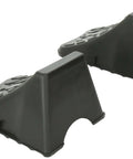 Heavy Duty Trailer Wheel Chock Set Of 2 By Reese Towpower, Built From High Impact Polymer, showing front and side view