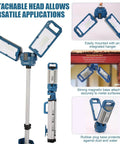 Heavy Duty Tripod Work Light With Detachable Magnetic Lamp Head, 6000 Lumens, Dual Color Temperature 6500K And 4500K